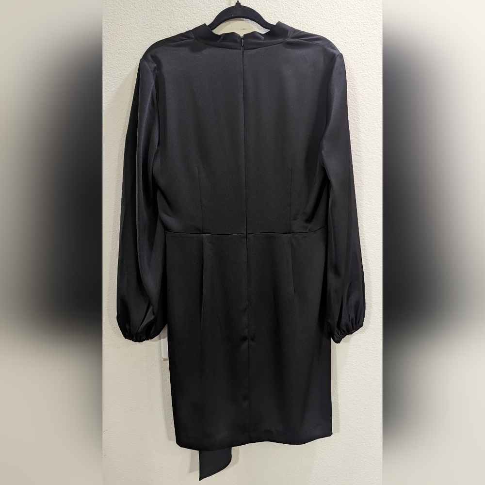 Alex Marie Iris V-Neck Satin Crepe Long Sleeve A-Line Dress - Picture 4 of 11